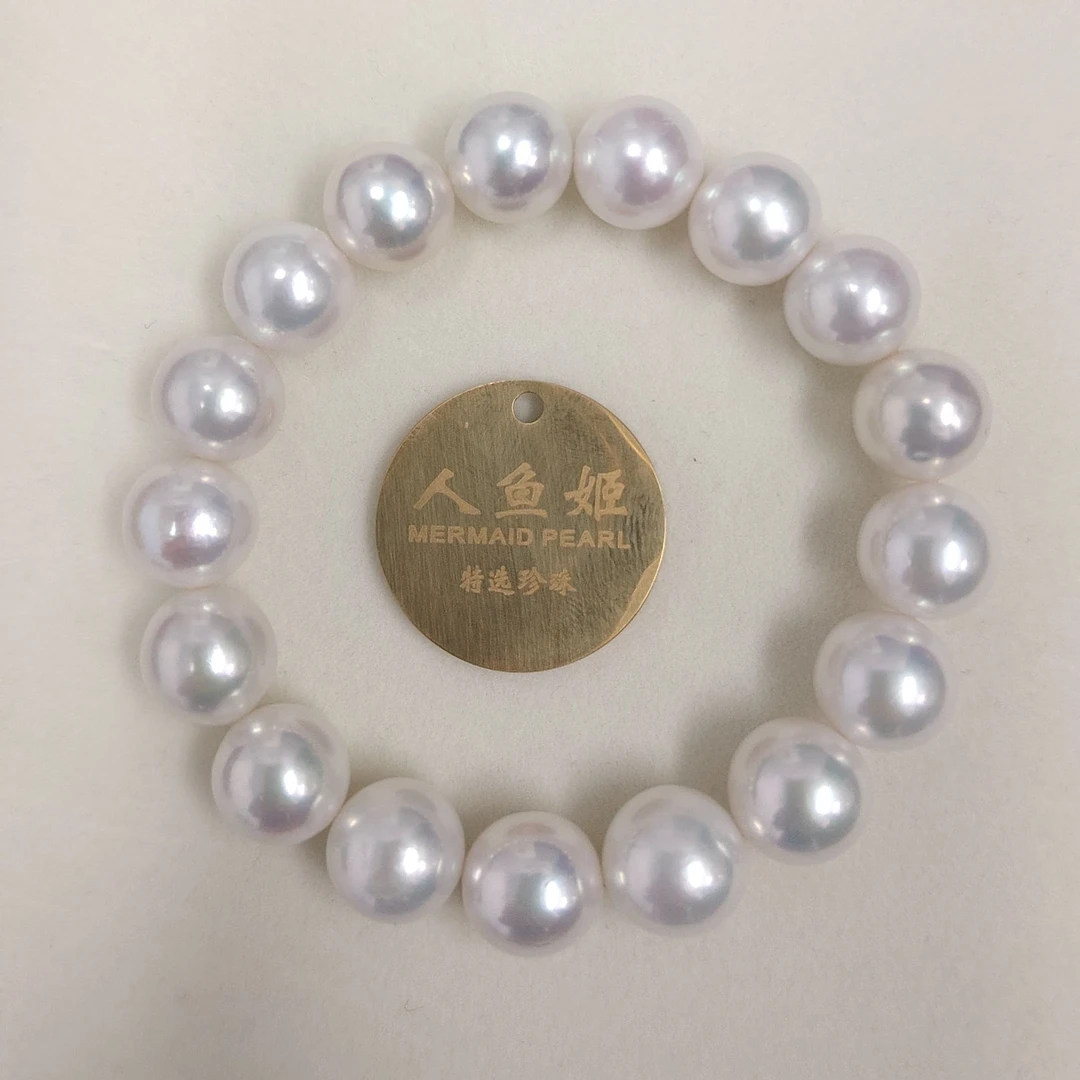 AIKJIANG/爱匠【稀有】大点位淡水人鱼姬色珍珠弹力绳手链10-12mm