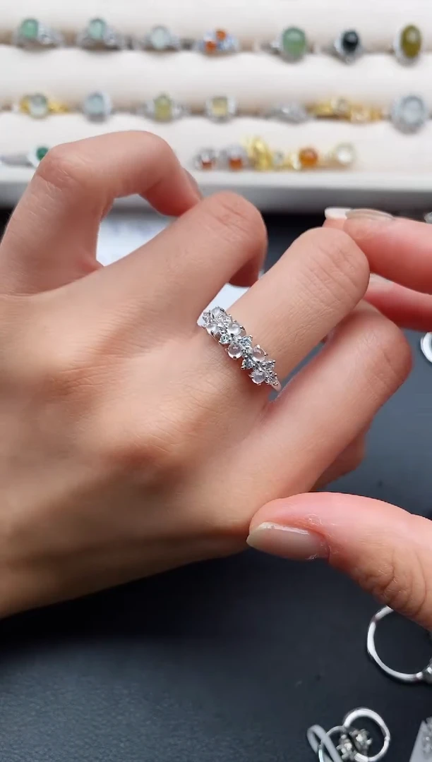 银S925镶嵌戒指翡翠4444444+9