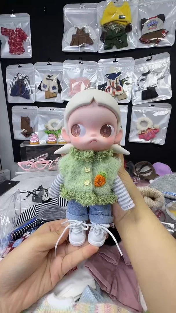 1/8可动人偶娃衣套装(绿毛衣+条纹打底+牛仔裤）