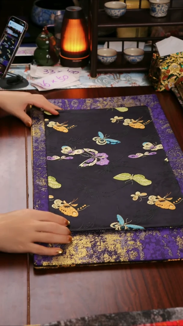 【梦幻蝴蝶双面】中国风干泡织锦茶席33*65