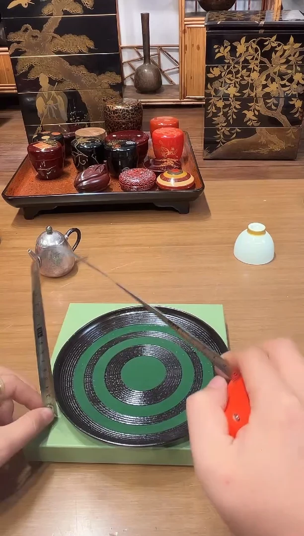 平安象彦 绿漆壶承 大漆漆器大漆漆器