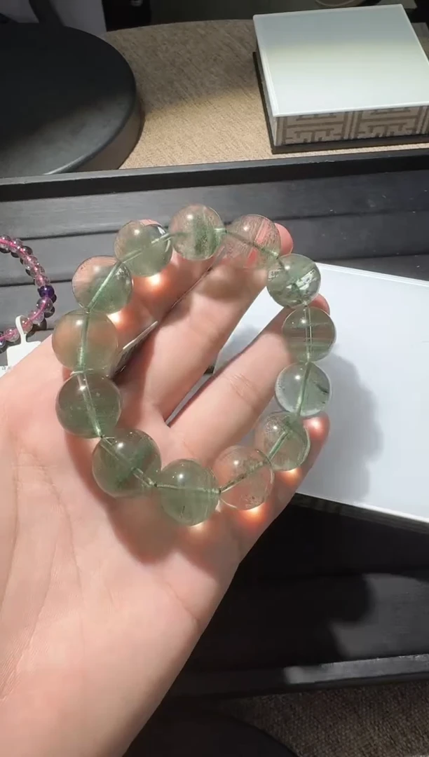 未镶嵌手链水晶18mm绿幽灵千层手链单圈