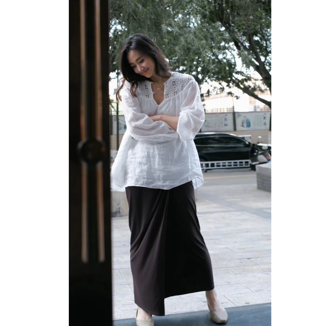 【SHYLOCK FASHION】法式100%苎麻度假风衬衫上衣