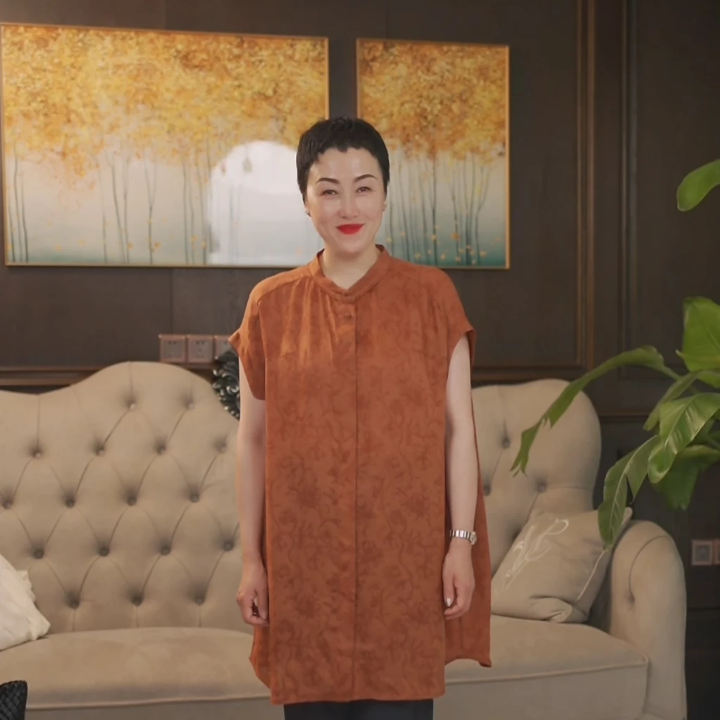 苎麻休闲圆领时尚印花开衫（1266#）