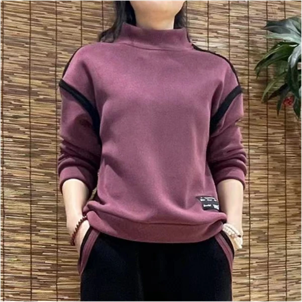 83601新款秋冬加绒休闲百搭气质减龄长袖卫衣