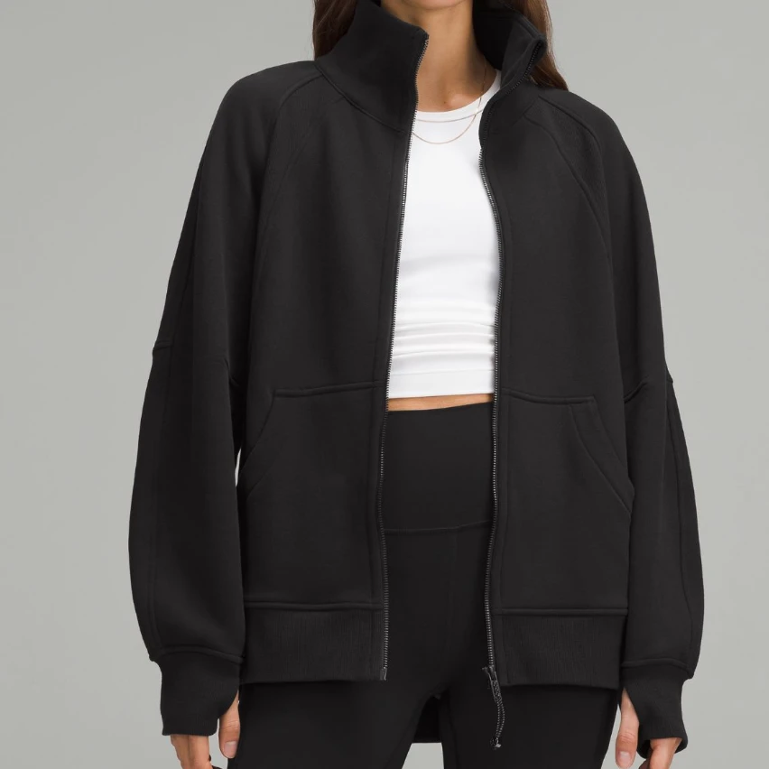 lululemon Scuba Oversized Funnel-Neck 宽松全拉链长款薄绒卫衣