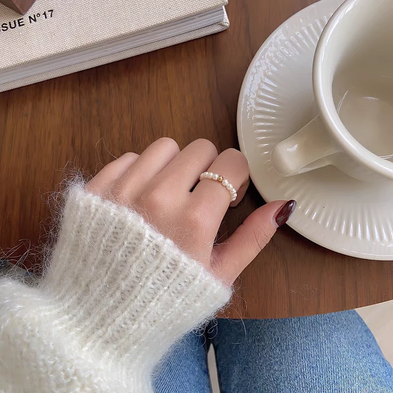 【欣欣】《小金豆》淡水珍珠3mm左右戒指18K金极强光正圆JA30K0001