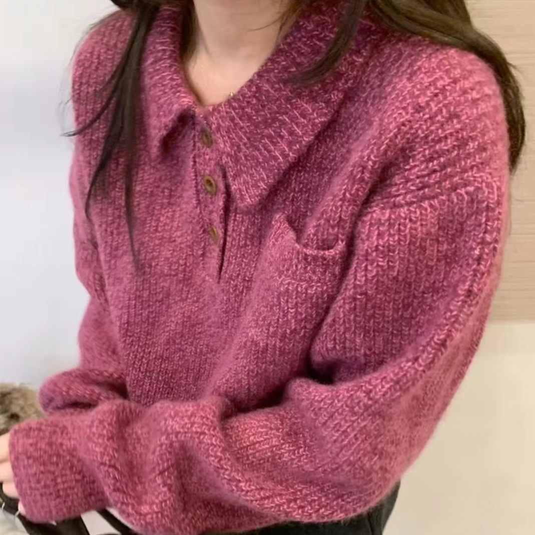 【葡萄紫】时尚针织衫开衫毛衣软糯宽松加厚