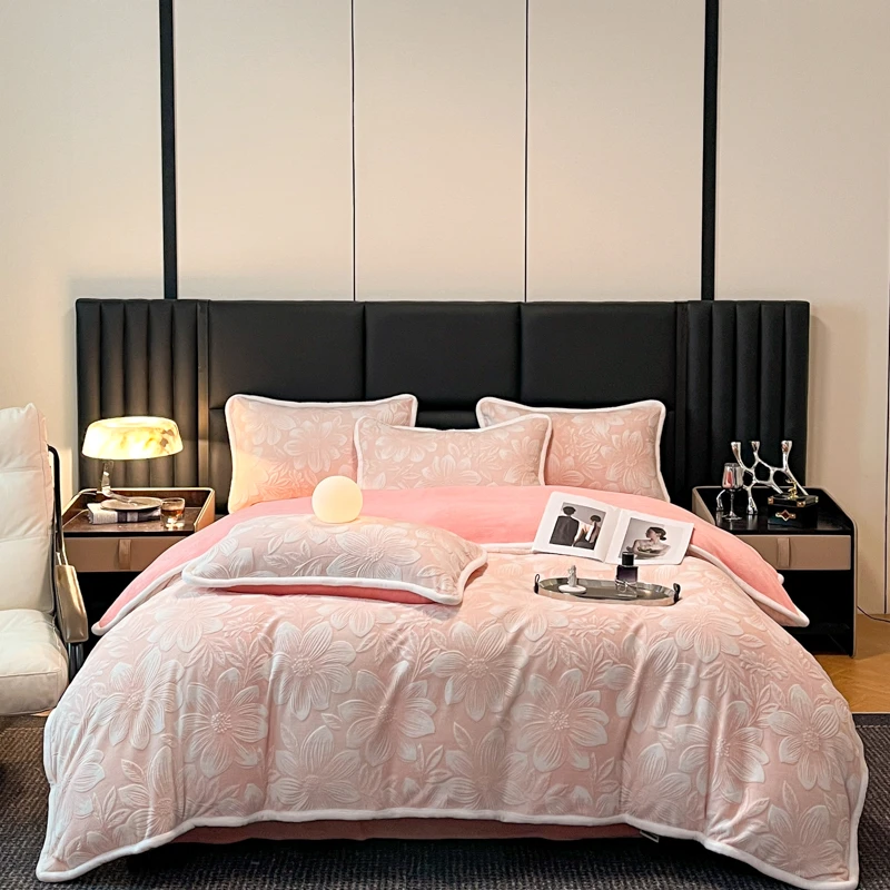 温莎-冬季御寒立体雕花双面绒加绒加厚牛奶绒单被套床上用品