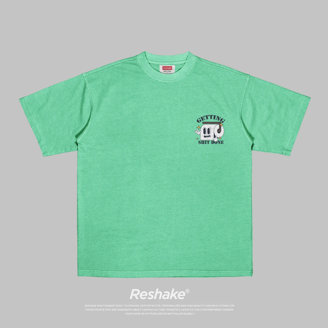 RESHAKE/后型格夏季后背印花短袖T恤男女同款