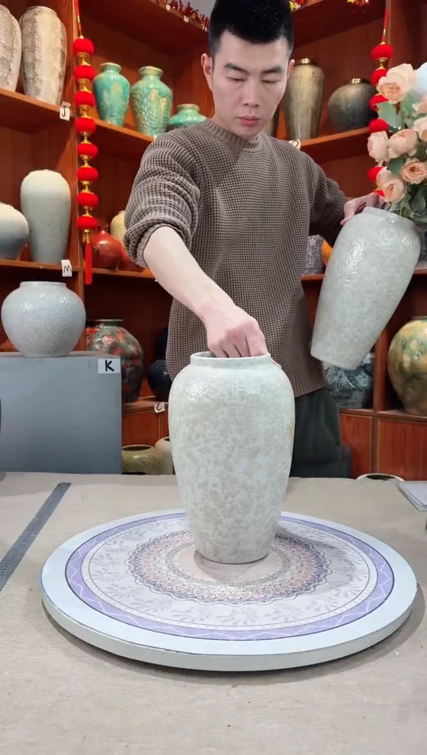 【闪购商品】瓶陶瓷花瓶 无花 茶白中号