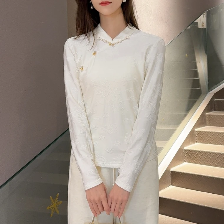 《晶晶定制》时尚复古新中式立领气质显瘦国风衬衫3423