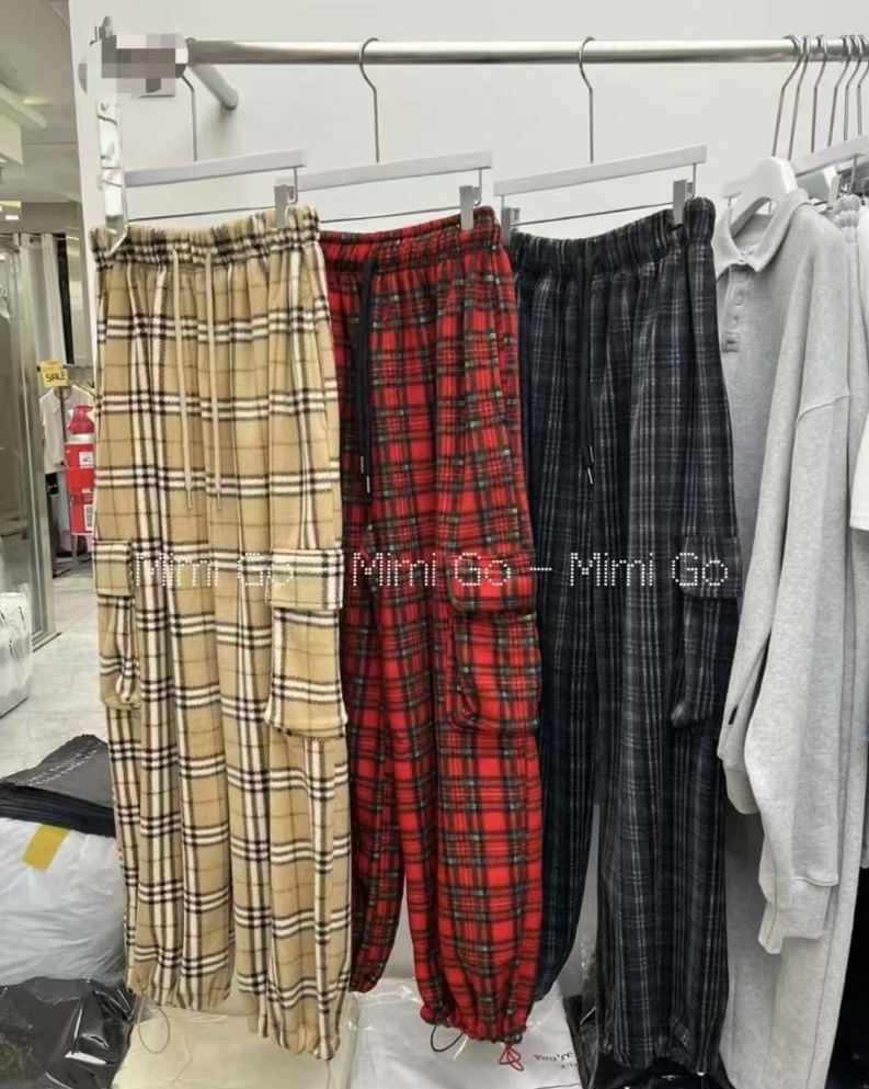 【no退no换】芳芳在韩国 东大门 秋冬入选好品质格子松紧腰休闲卫裤