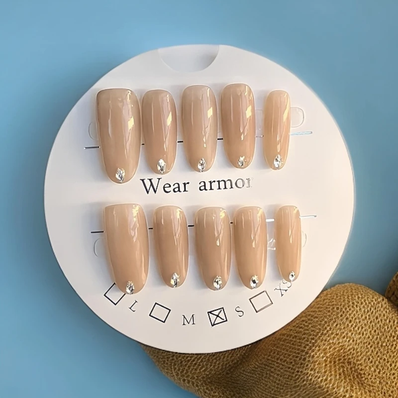 手工美甲秋冬高级感简约水滴钻穿戴甲片