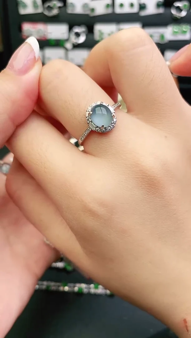 银S925镶嵌戒指翡翠0