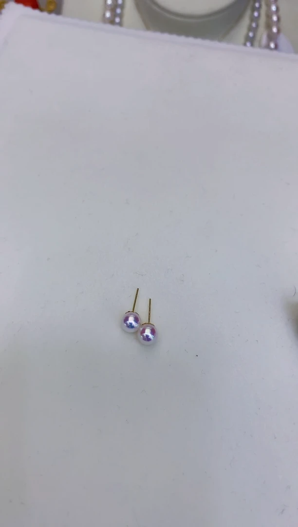 18K金镶嵌海水珍珠饰品5-6素钉定制