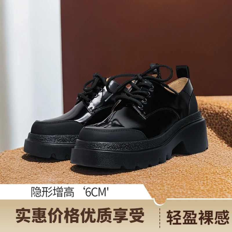 星期六一脚蹬女鞋爆款黑色厚底乐福鞋休闲真皮上班族春季单鞋1P58