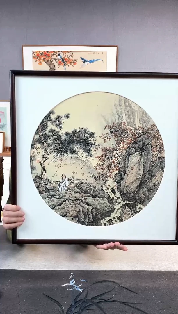 【闪购商品】国画手写手绘带框作品-52*52-武艳芳