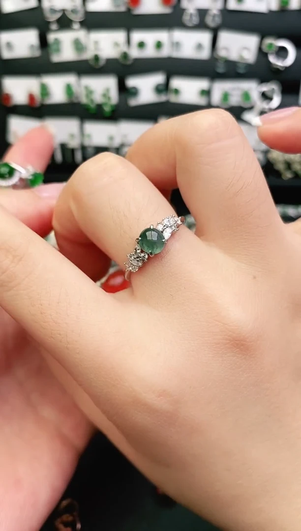 银S925镶嵌戒指翡翠0