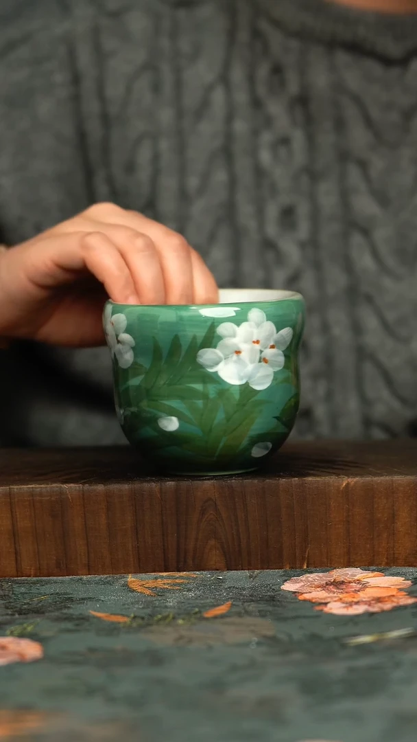 杯釉下彩手工手绘同款陶器