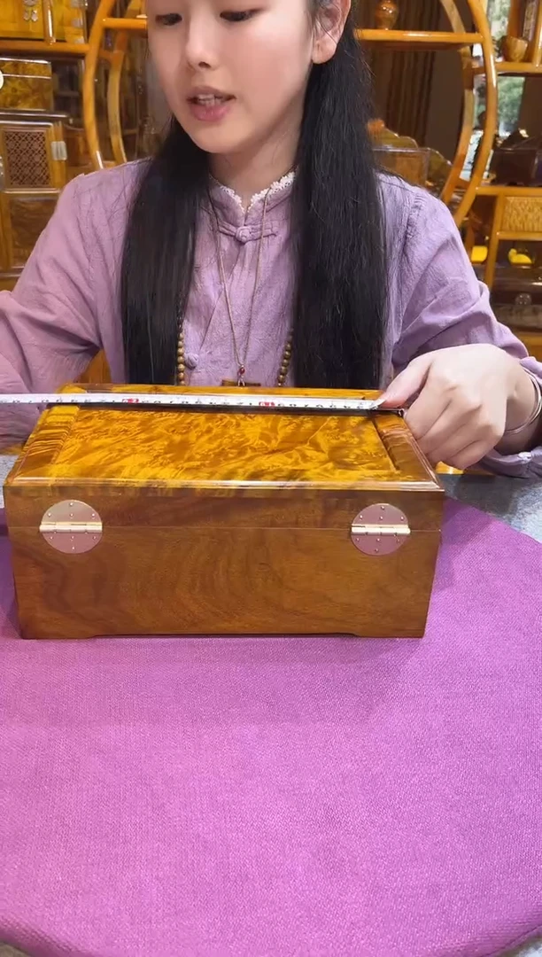 黄金色留疤云锦首饰盒26公分