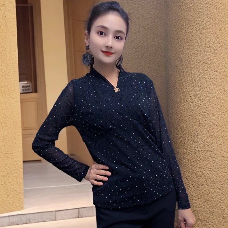imkana女装春季显瘦气质轻奢不起球长袖衬衫网红时尚打底百搭T恤