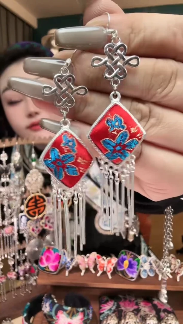 刺绣纯手工民族风刺绣耳环