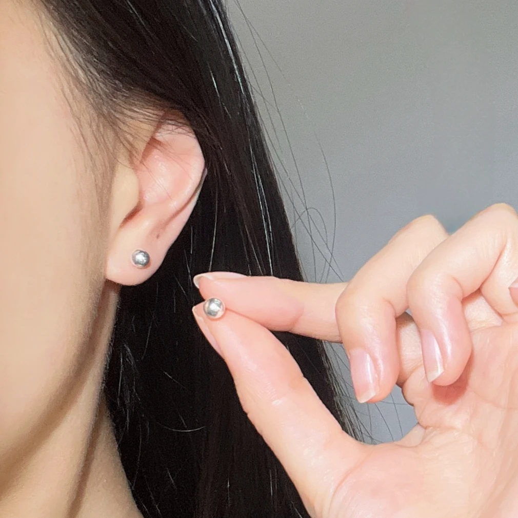 足银耳饰 足银光珠耳钉