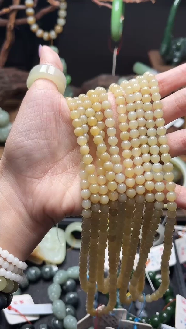 和田玉未镶嵌项链108卡6且末迪克兰带糖 珠链多样性发一