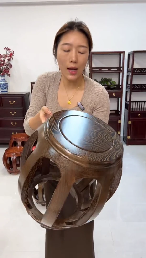 鸡翅木类家具一对鸡翅木大号鼓凳 假一赔四