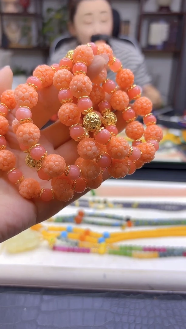 未镶嵌菱锰矿（红纹石）手绳DIY款S934