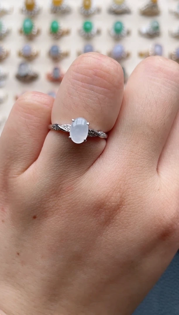 翡翠戒指银S925镶嵌1111