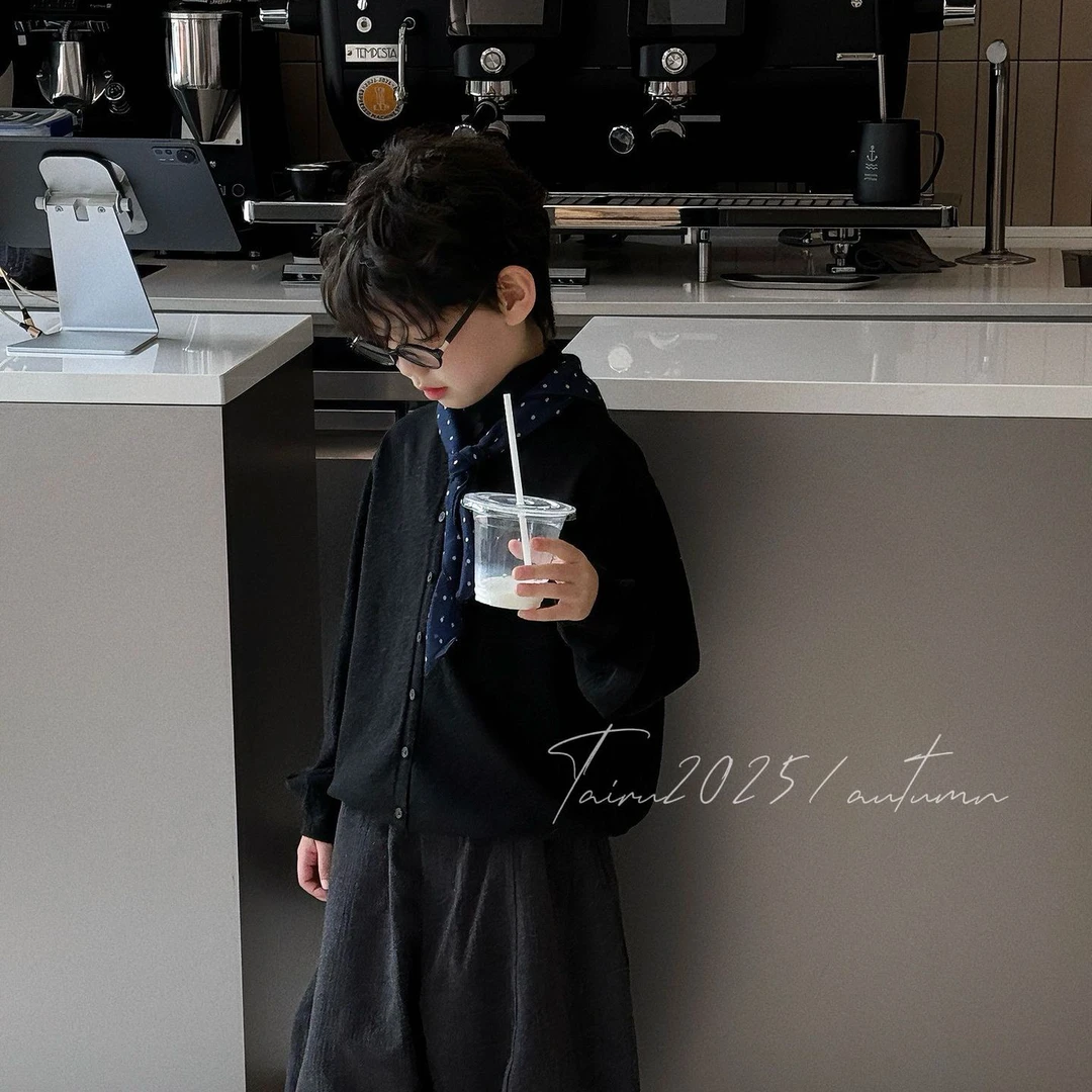 男童T恤2025秋季新款儿童百搭宽松休闲针织毛衣韩版长袖上衣潮帅