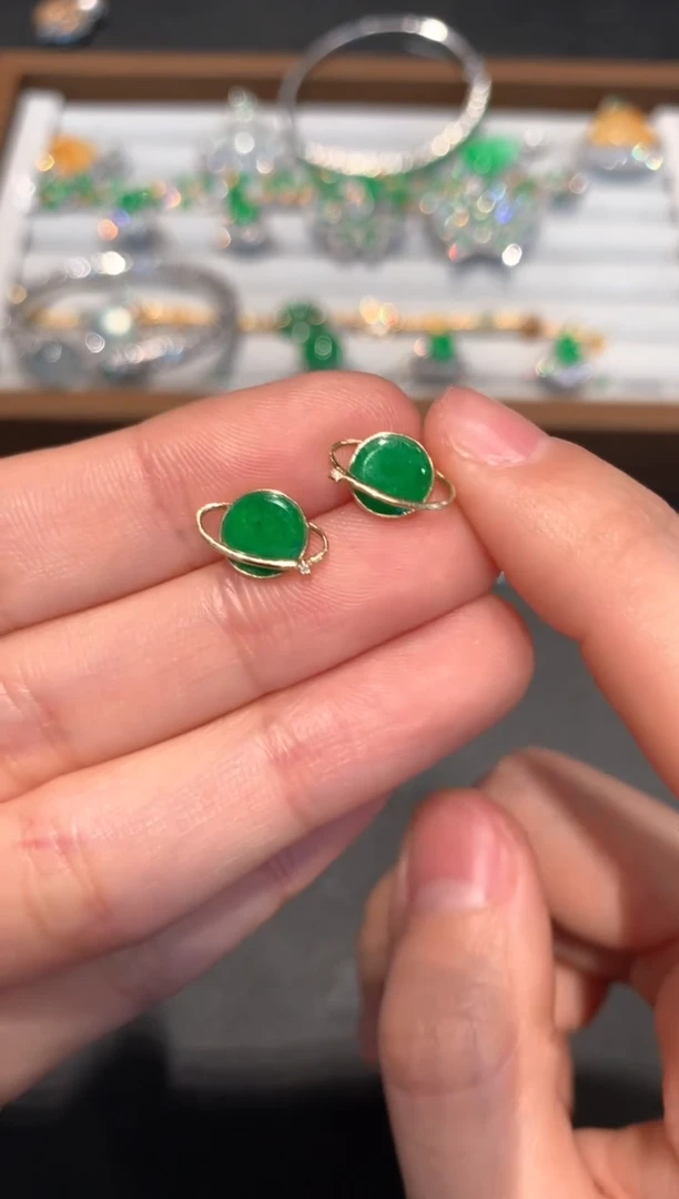 【闪购商品】翡翠耳饰18K金镶嵌1580