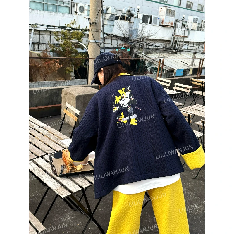 婉君【米奇麻花外套】秋冬韩系时尚百搭宽松外套LWJ24D4C2519