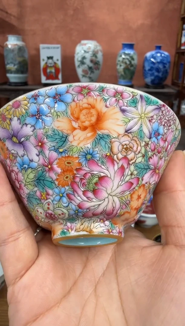 吴义松陶盟手绘陶瓷编码：万花斗笠