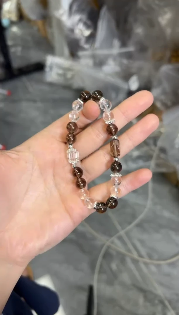 水晶手链未镶嵌茶晶白水晶设计款手串[2058]