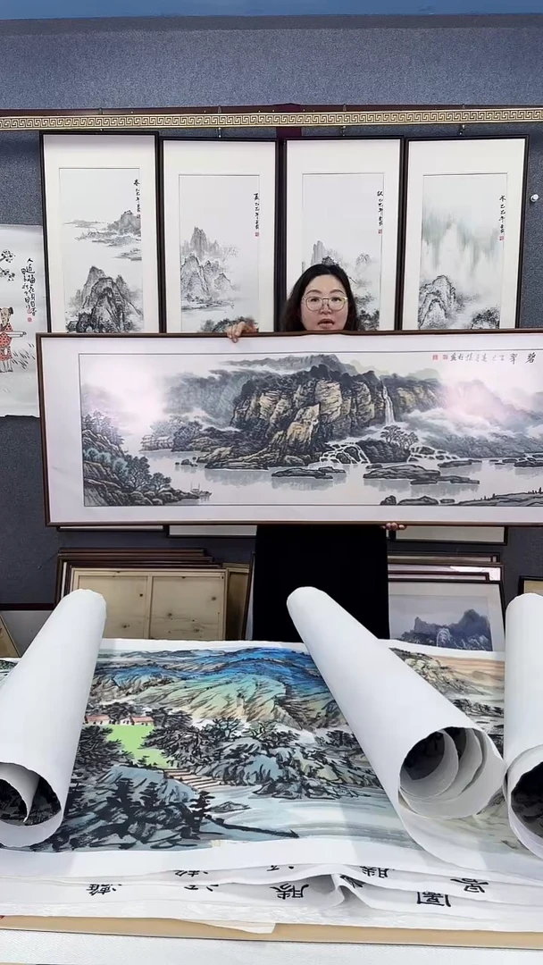 国画实木装裱60*180山水