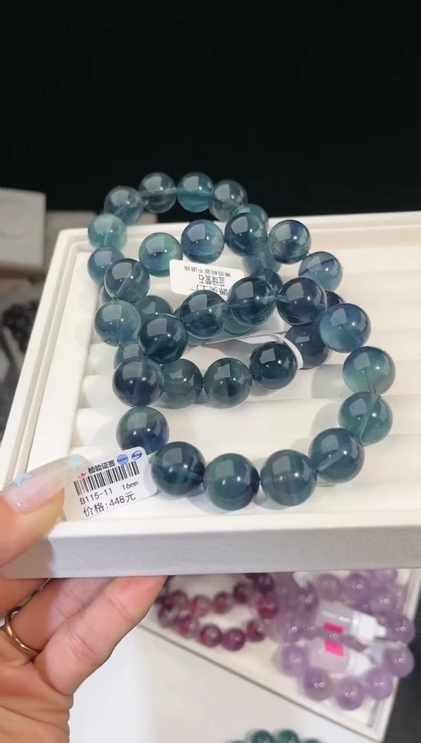 手链未镶嵌萤石多样性发一蓝绿萤石16mm