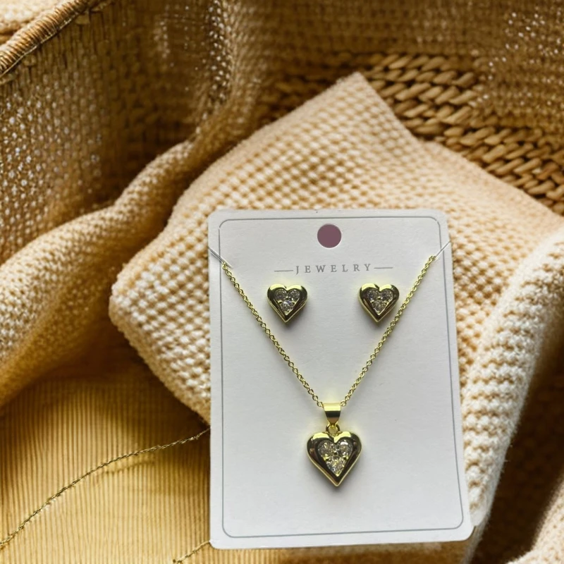 合金项链 【A901】爱心项链高级感轻奢小众2024爆款吊坠耳钉