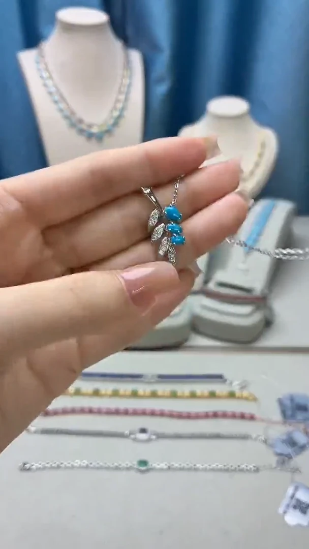 银S925镶嵌绿松石颈饰101JH0101产品一个（多样性）