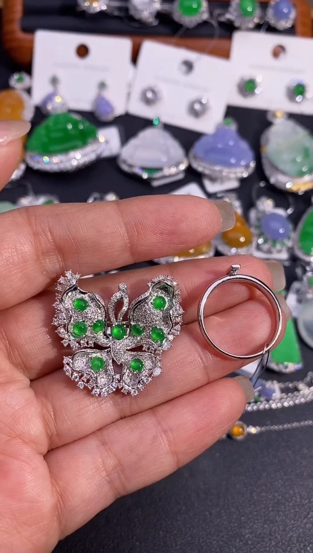 【闪购商品】翡翠戒指18K金镶嵌三用款戒指