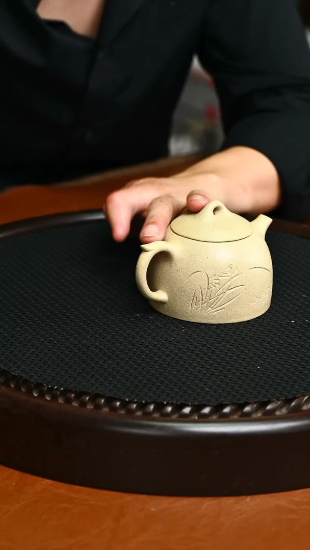 茶壶紫砂600本绿秦权刻绘壶