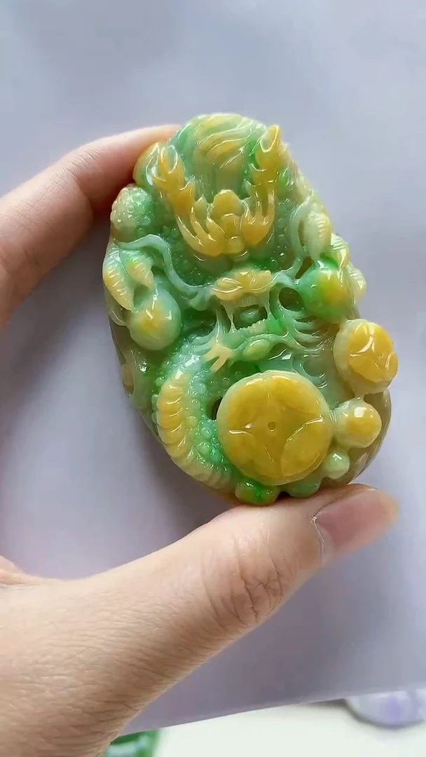 未镶嵌定制翡翠5145zm-毛货挂件龙牌75