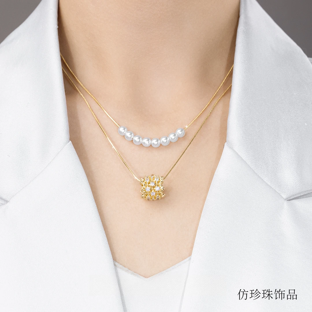 铜合金亚克力项链 黎卡芙 [辉映]项链 AD2584金