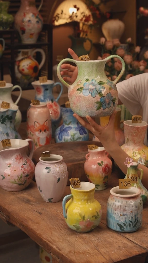 陶瓷494景德镇设计师手作花器摆件侘寂风