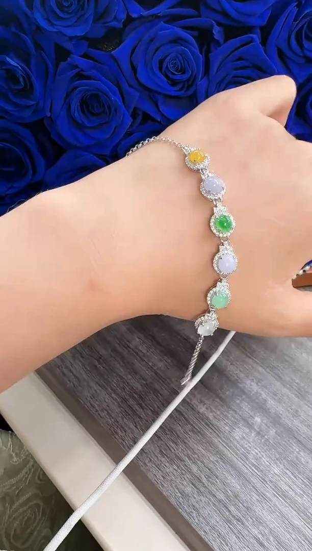 银S925镶嵌手链翡翠手链