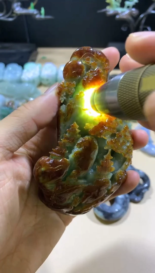 未镶嵌挂件翡翠猫*翡翠摆件