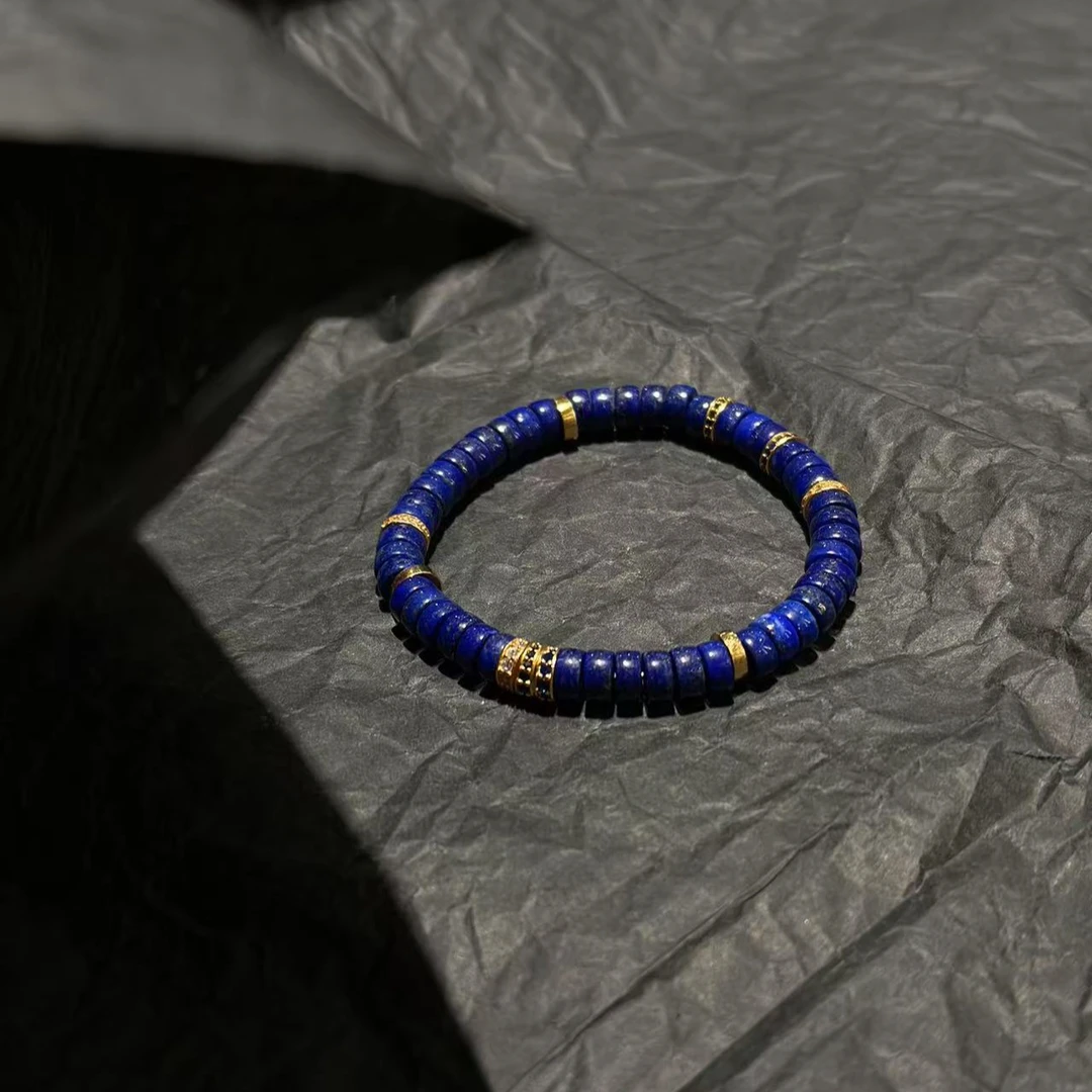 月球来信207老矿青金石克莱因蓝精工直切叠戴款设计款手串·定制