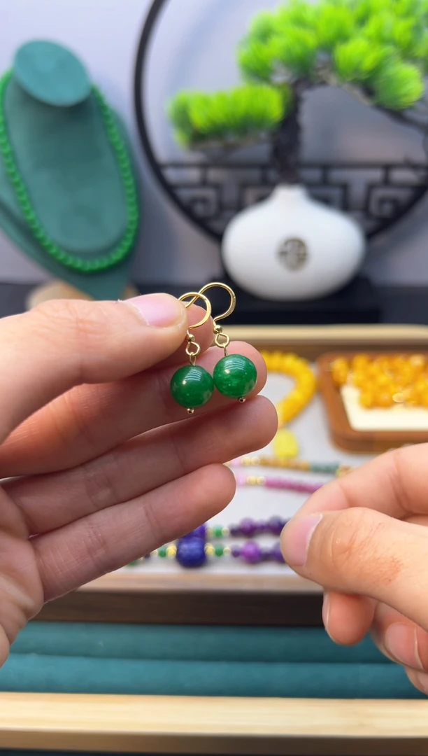 【闪购商品】翡翠耳饰14K金镶嵌E02